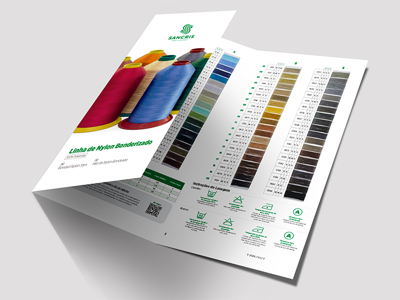 Cartela de cores para Linha de Nylon Bonderizado (linha de calçado ou linha para couro) SANCRIS.