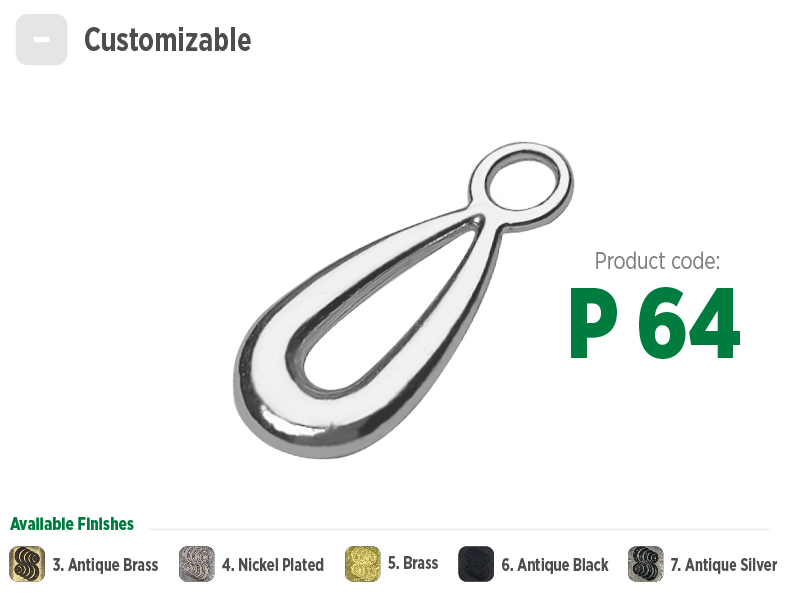 Puxador delicado para zíperes metálicos, sintéticos ou plásticos. Puxador moderno, sofisticado e com opções de banho: ouro velho, niquelado, dourado, preto oxidado e prata velho.