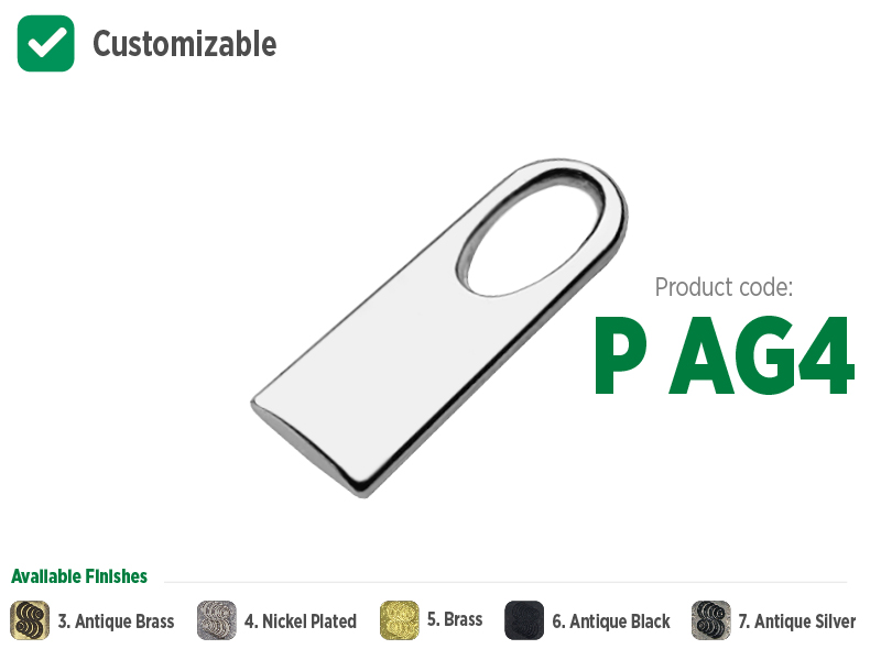 Puxador pequeno delicado para zíperes metálicos, sintéticos ou plásticos. Puxador moderno, sofisticado e com opções de banho: ouro velho, niquelado, dourado, preto oxidado e prata velho. Puxador com opção de personalização, coloque sua marca ou sua logo no seu zíper.