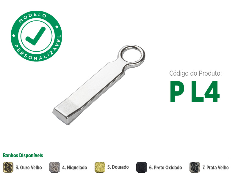 Puxador pequeno delicado para zíperes metálicos, sintéticos ou plásticos. Puxador moderno, sofisticado e com opções de banho: ouro velho, niquelado, dourado, preto oxidado e prata velho. Puxador com opção de personalização, coloque sua marca ou sua logo no seu zíper.