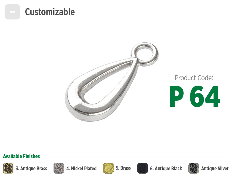 Puxador delicado para zíperes metálicos, sintéticos ou plásticos. Puxador moderno, sofisticado e com opções de banho: ouro velho, niquelado, dourado, preto oxidado e prata velho.