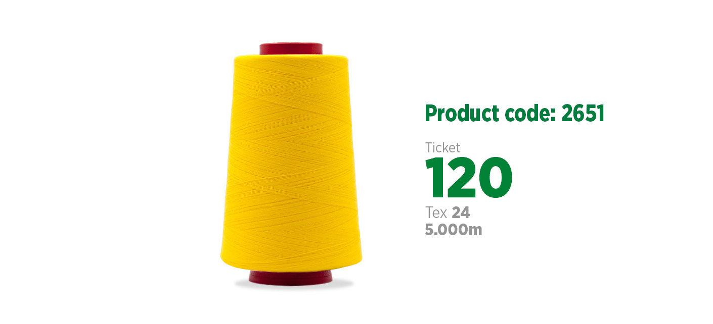 Linha Mista Core Spun para costura industrial (linha mista poliéster/algodão), etiqueta 120, tex 24, 5 mil metros SANCRIS.