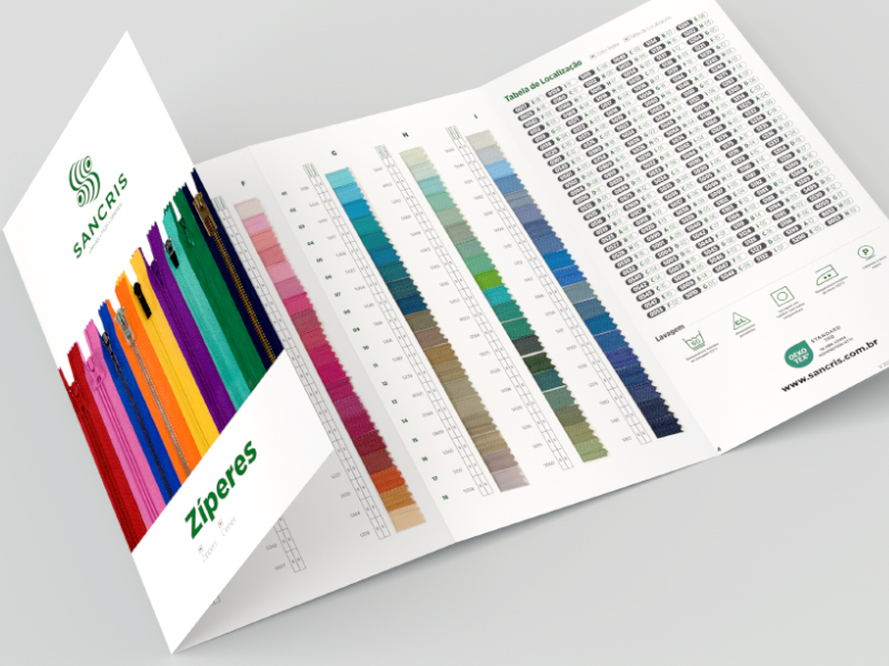 Cartela de cores SANCRIS para Zíper Sintético Invisível.