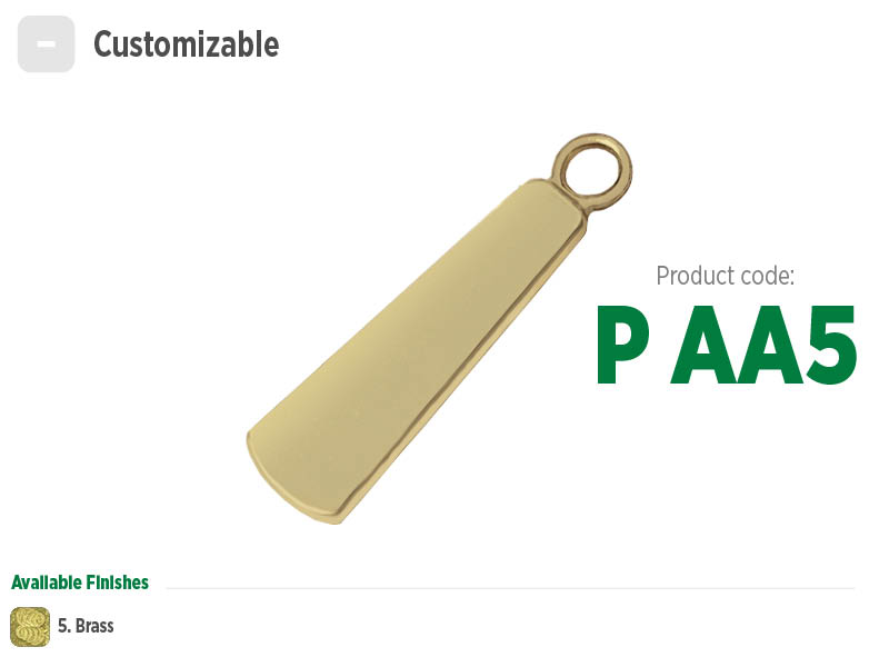 Puxador plano e arrojado para zíperes metálicos, sintéticos ou plásticos. Puxador moderno, sofisticado e com opção de banho dourado.